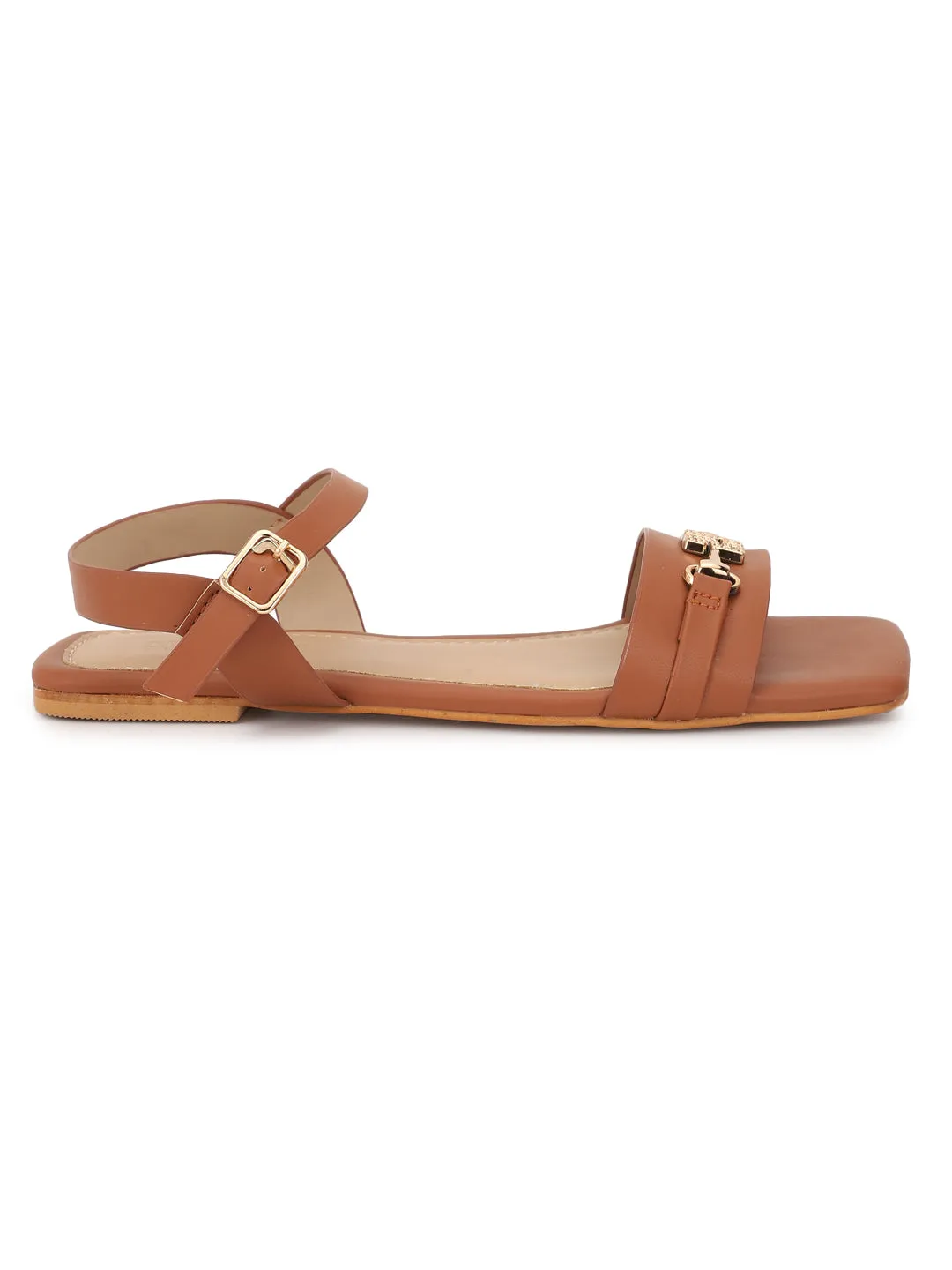 Tan PU Flats Sandals (TC-ST-005-TAN)