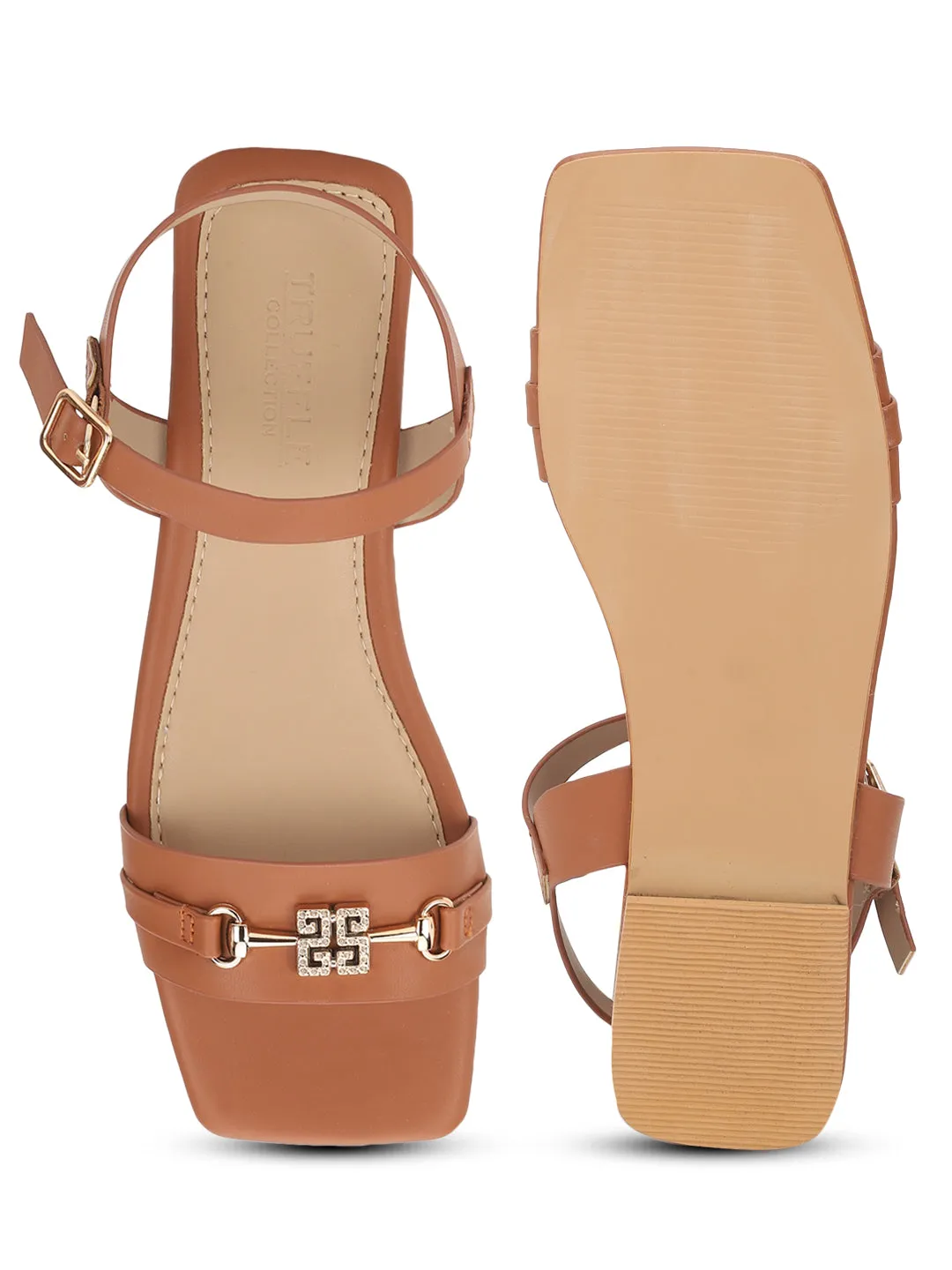 Tan PU Flats Sandals (TC-ST-005-TAN)