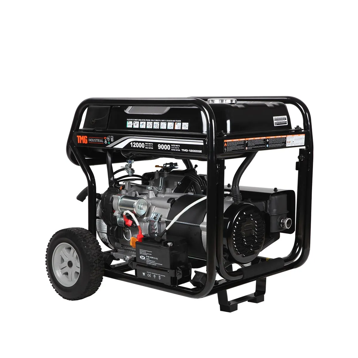 TMG Industrial 12,000 Watt Gasoline Generator, Electric Start, 7-Hour Run Time, 120V/240VAC, TMG-12000GE