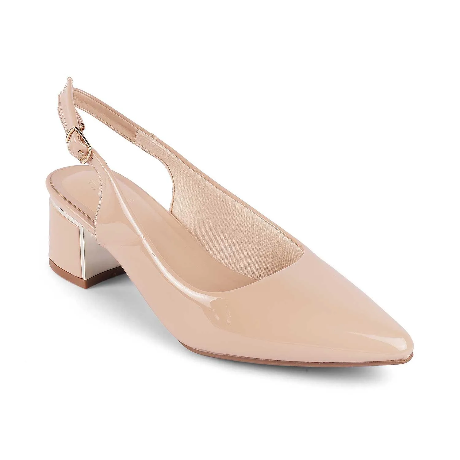 Tresmode Jane Beige Women's Dress Block Heel Pumps