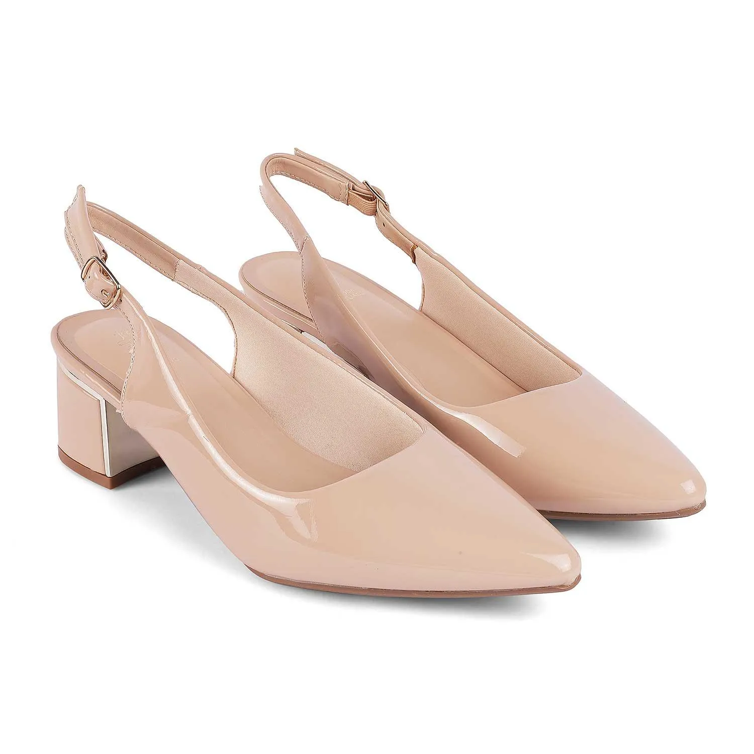 Tresmode Jane Beige Women's Dress Block Heel Pumps