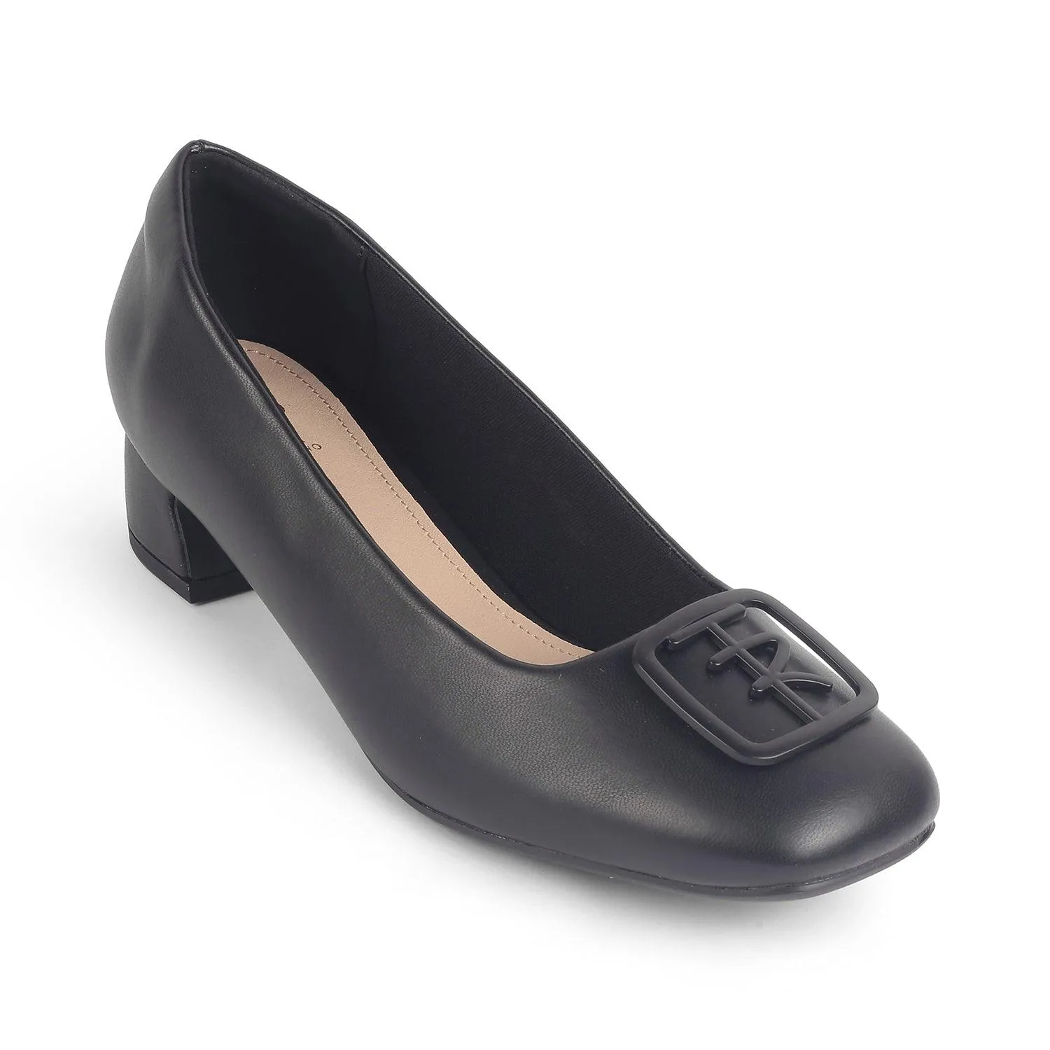 Tresmode Romio Black Women's Dress Block Heel Pumps