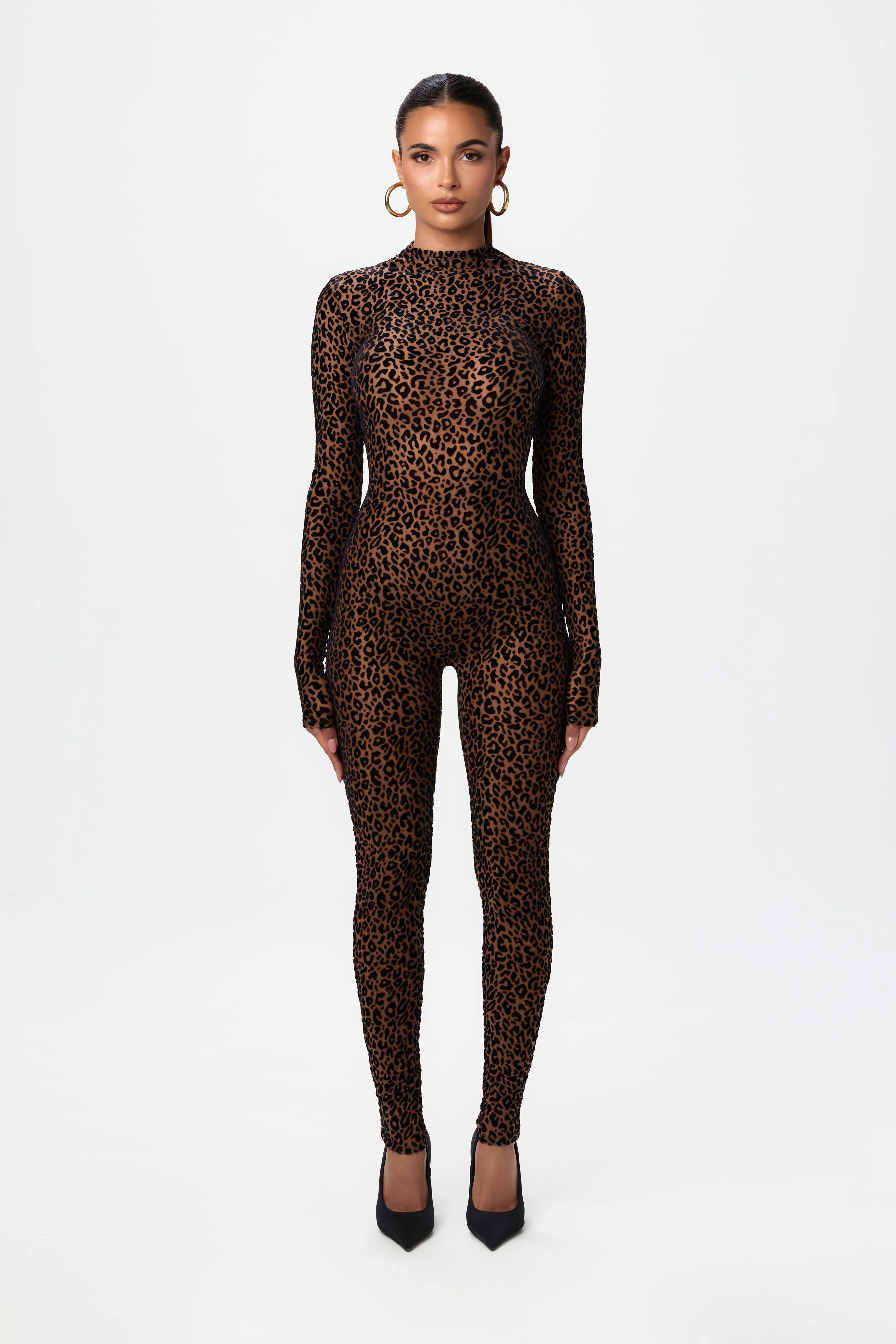 Velvet Burnout Animal Print Jumpsuit