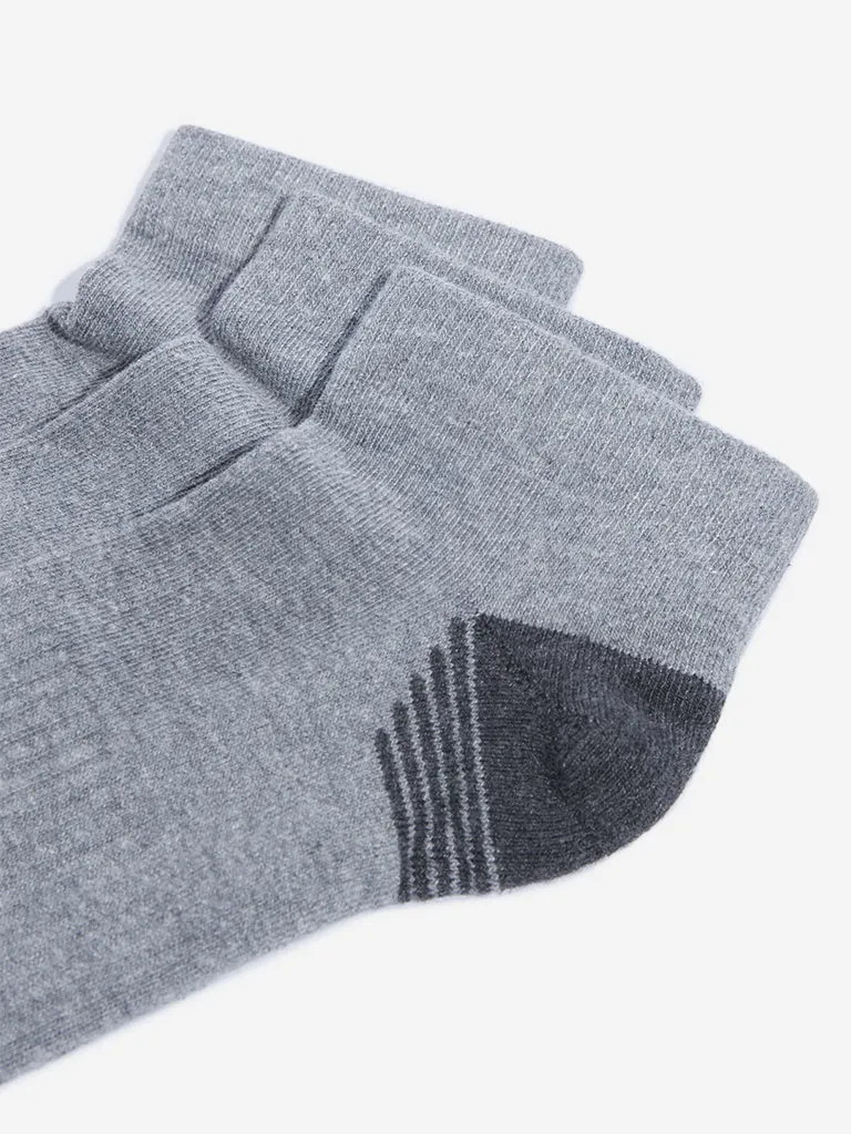 WES Lounge Grey Striped Printed Socks - Pack of 3