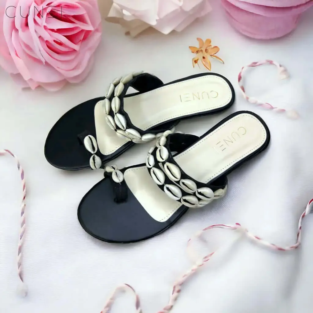 White Shell Open Toe Sandals