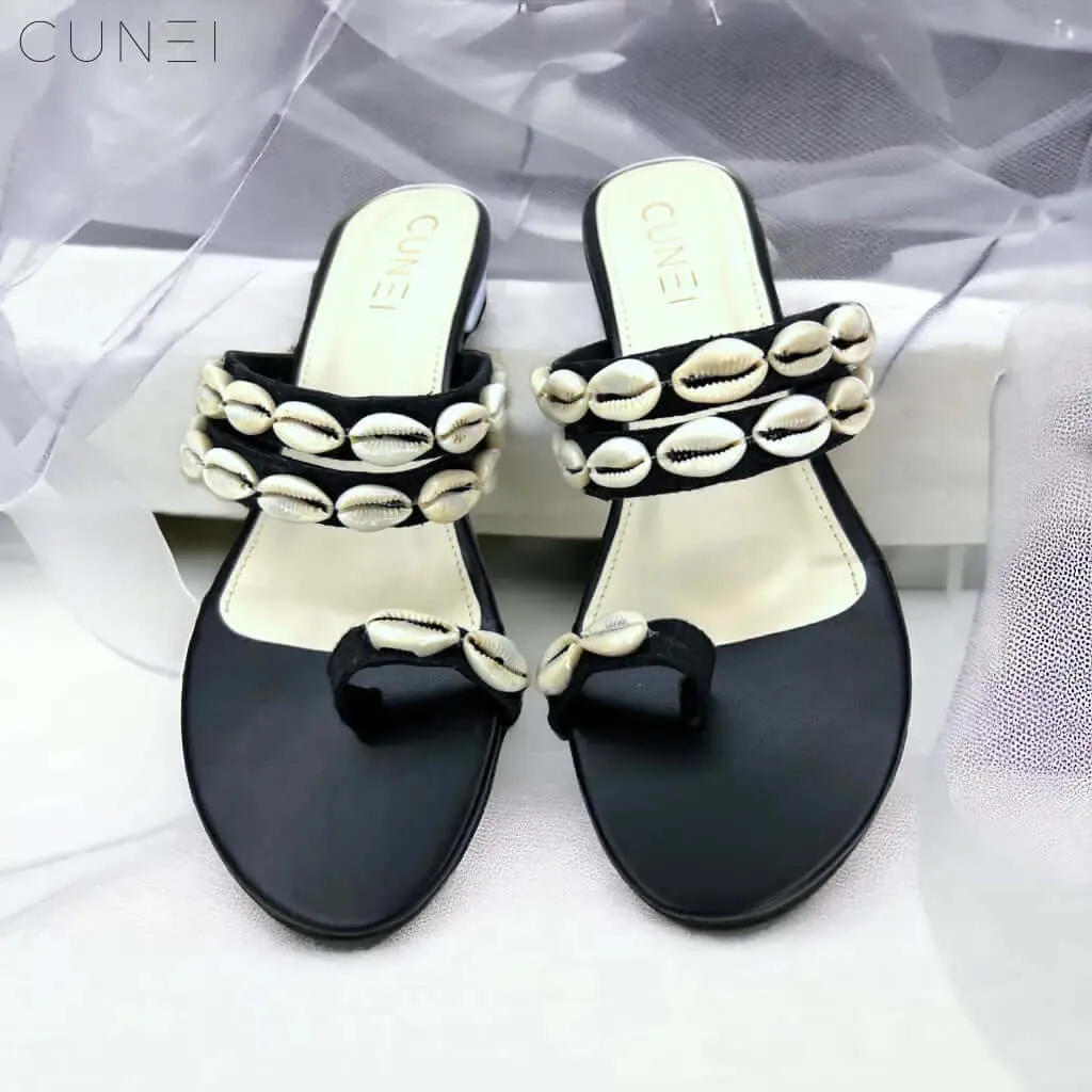 White Shell Open Toe Sandals