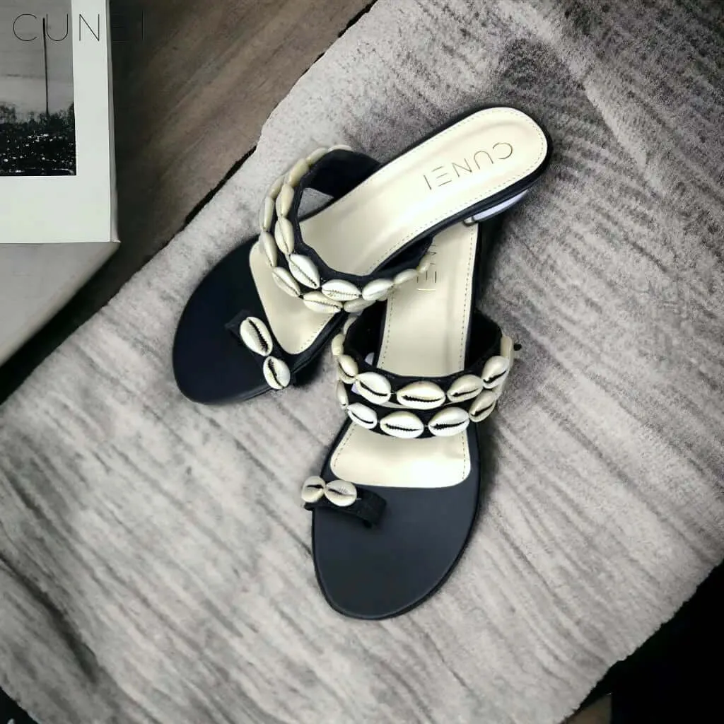 White Shell Open Toe Sandals