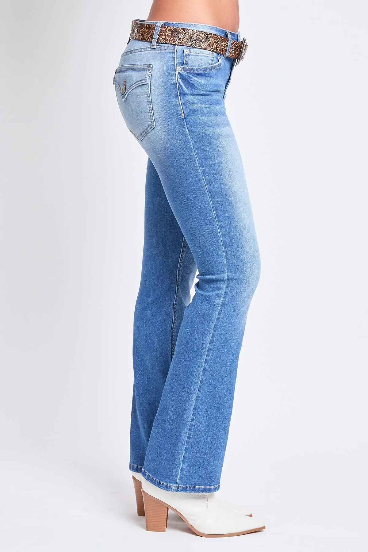 Women's Mid Rise Belted Bootcut Jeans