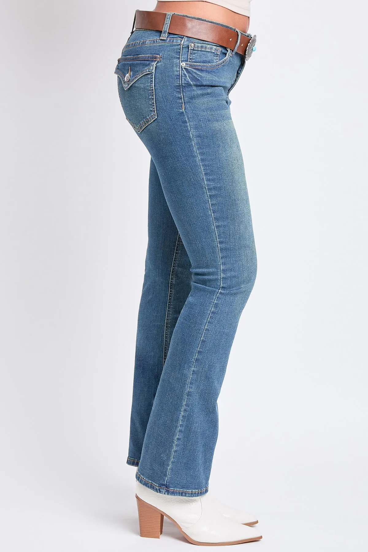 Women's Mid Rise Belted Bootcut Jeans