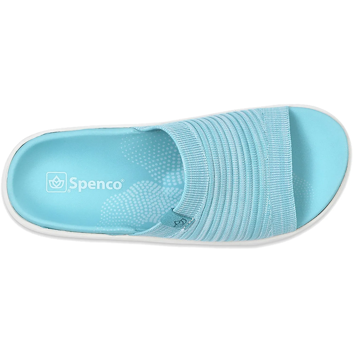 Women's Spenco Astoria Memory Foam Slide Aqua Sea Knit Fabric